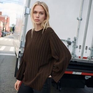 Zara Oversize Wool Sweater in Brown in XS-S
